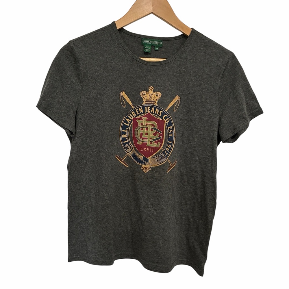 Ralph Lauren Dark Gray Crest Graphic Short Sleeve Tee